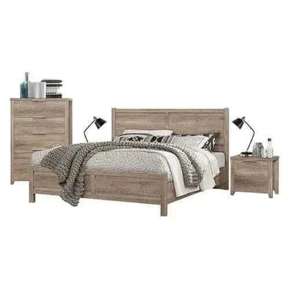 4 Pieces Queen Size Bedroom Furniture Oak Colour