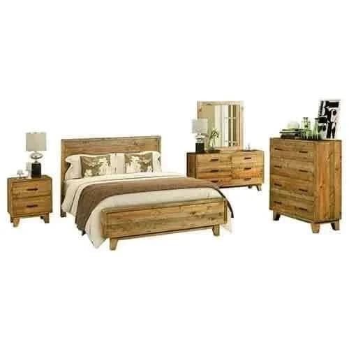 5 Pieces Bedroom Furniture Double Size in Solid Wood Antique Design