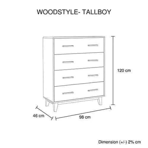 5 Pieces Bedroom Furniture Double Size in Solid Wood Antique Design