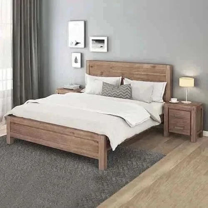 5 Piece King Size Oak Bed and Bedroom Suite in Solid Wood Veneered Aca