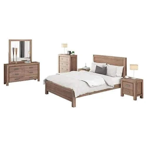 Queen Oak Bed & bedroom set-Upinteriors