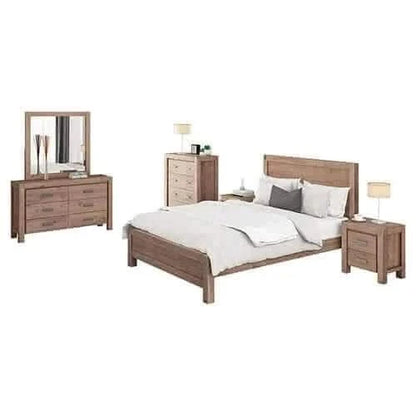 5 Pieces Bedroom Suite in Solid Wood Veneered Acacia Construction Timb