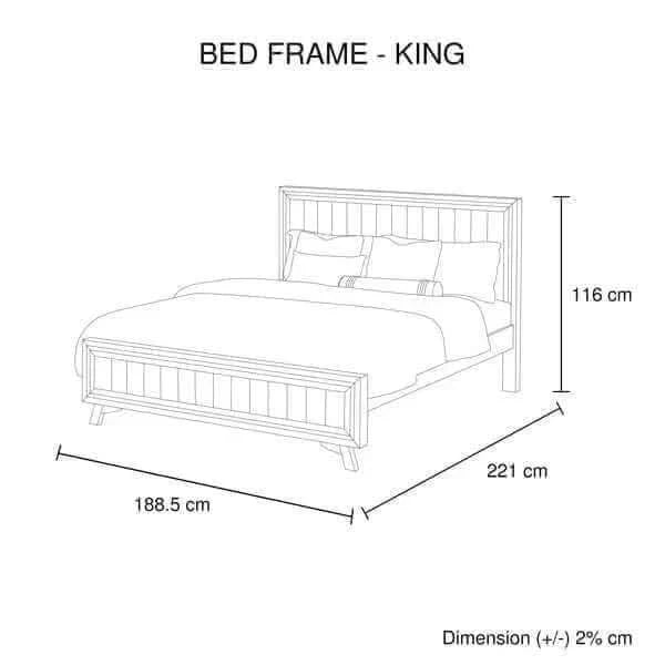 5 Pieces Bedroom Suite King Size Silver Brush in Acacia Wood Construct