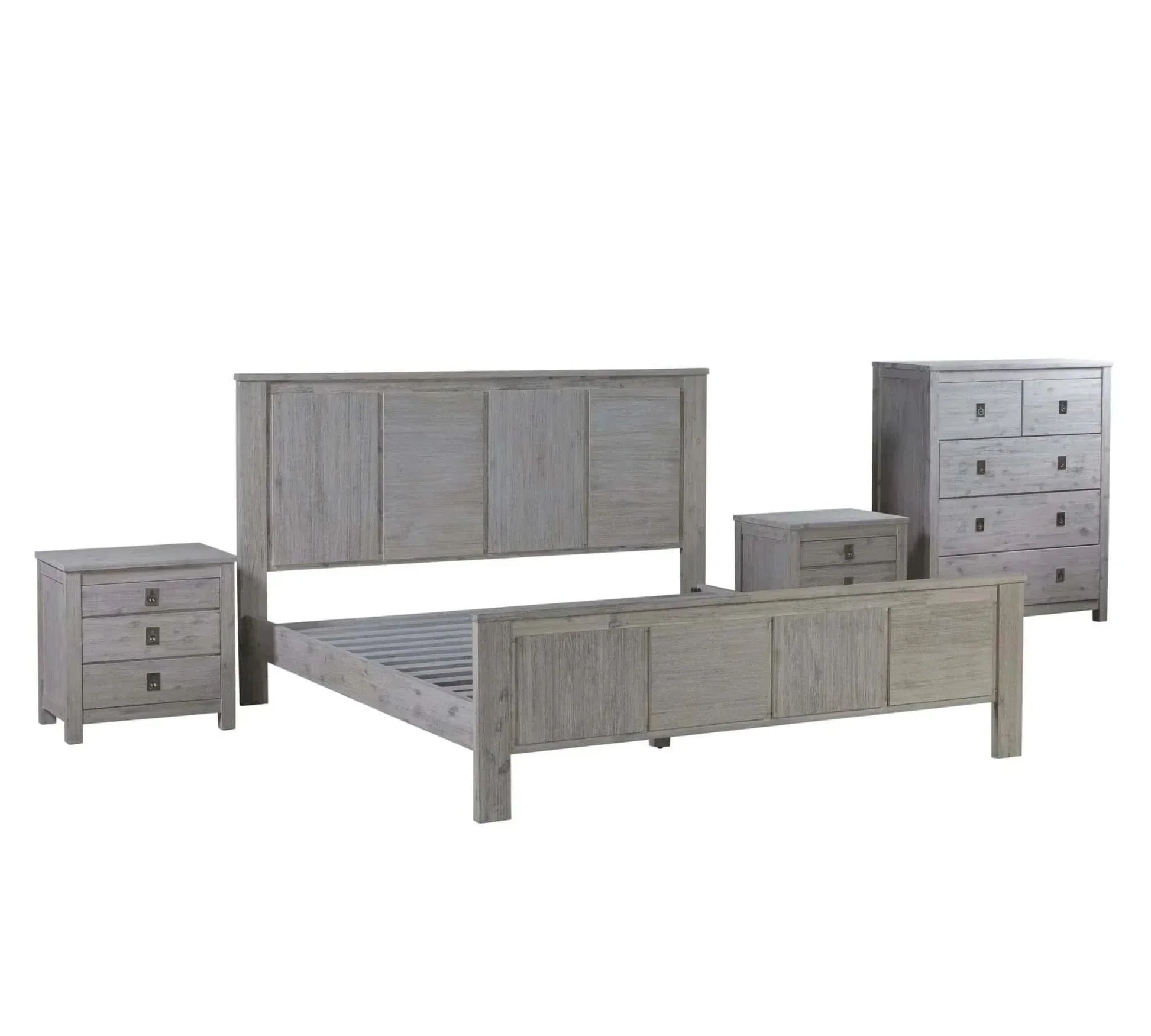 5 Pieces Luxury Bedroom Set King Size Bedroom - White Ash