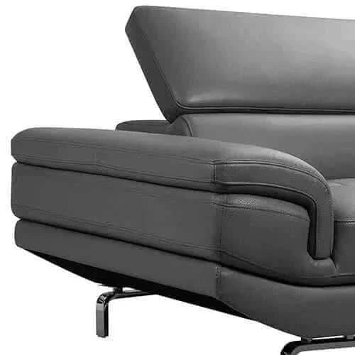 5 Seater Lounge Set Grey Colour Leatherette Corner Sofa with Chaise
