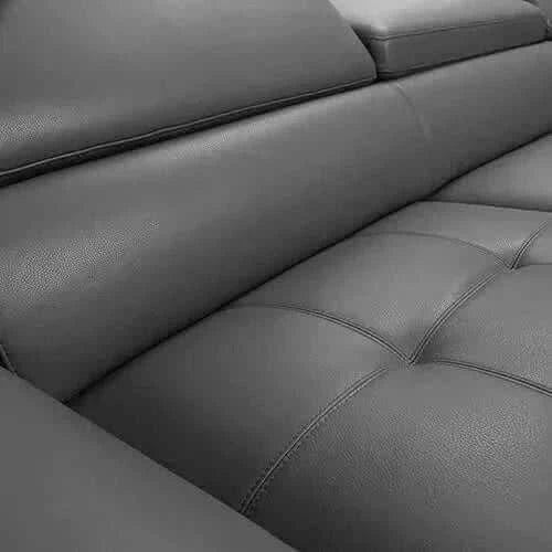 5 Seater Lounge Set Grey Colour Leatherette Corner Sofa with Chaise