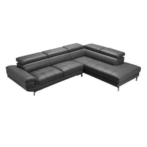 5 Seater Lounge Set Grey Colour Leatherette Corner Sofa with Chaise