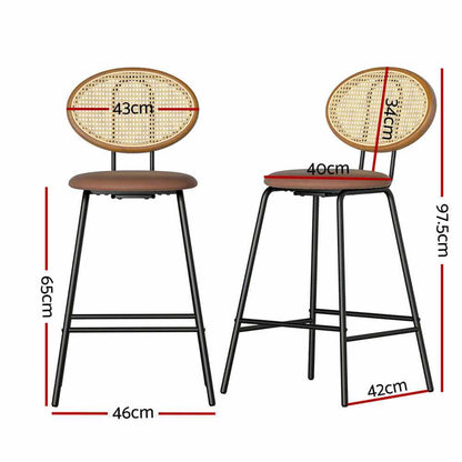 Artiss PU Leather Bar Stool Set of 2  - Brown