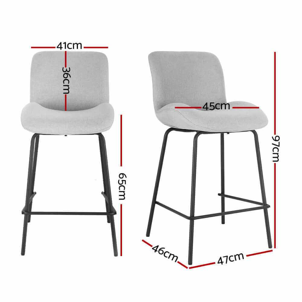 Baxley 2x Bar Stool Upholstered Seat Metal