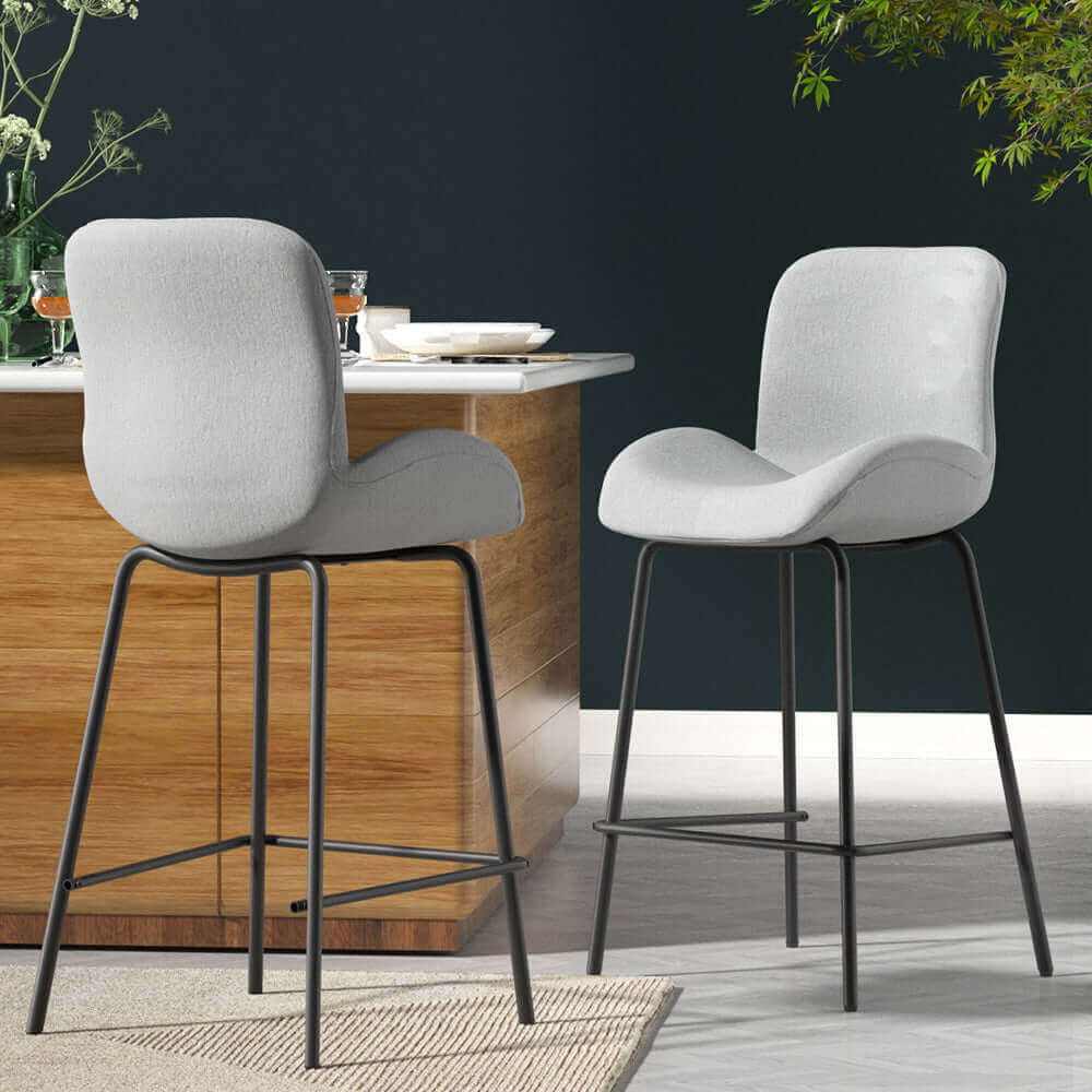 Baxley 2x Bar Stool Upholstered Seat Metal
