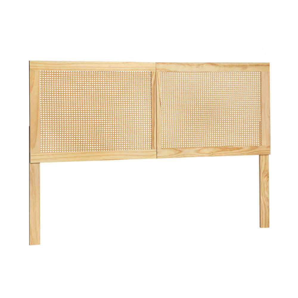 Artiss Bed Head Headboard Double Rattan - RIBO Pine