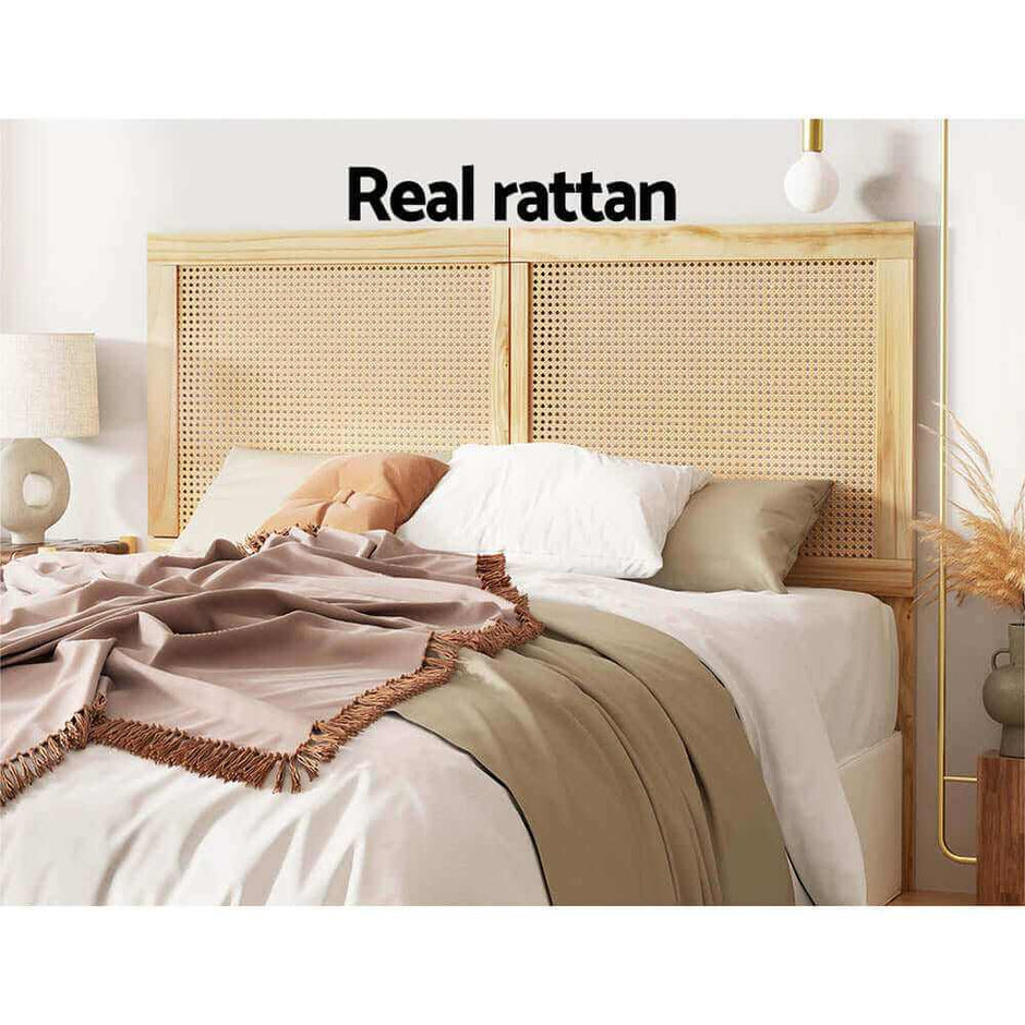 rattan double bed head