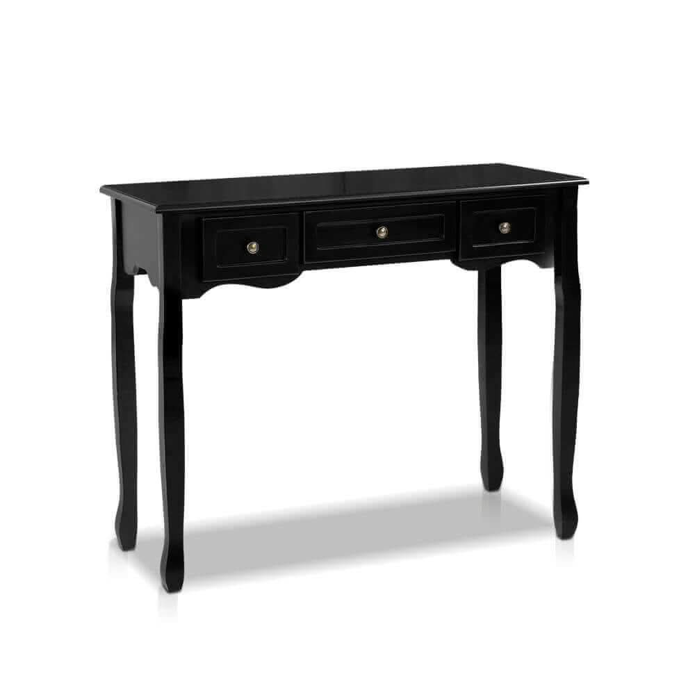 Artiss Console Table 3 Drawers Black Hamptons