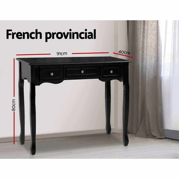 Console Table with Drawers Black 