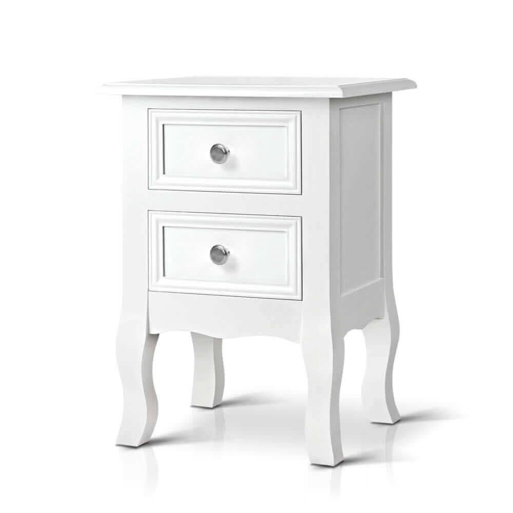 Artiss French Provincial Bedside Table 2 Drawers - BISSET White