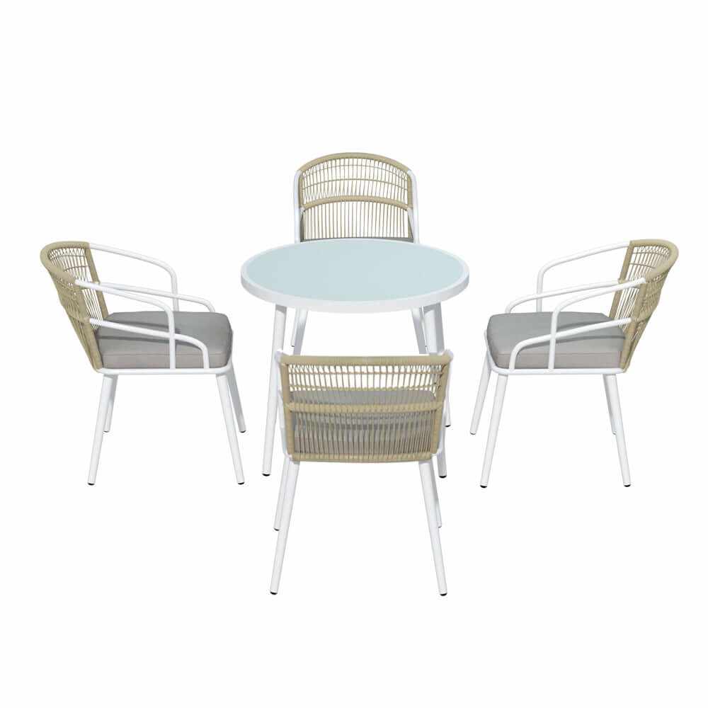 Gardeon Outdoor Dining Set 5 Piece Aluminum Table Chairs Setting White