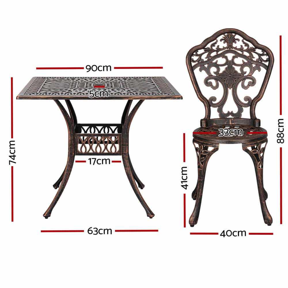 Gardeon Outdoor Dining Set 5 Piece Aluminum Table And Chairs - Brown