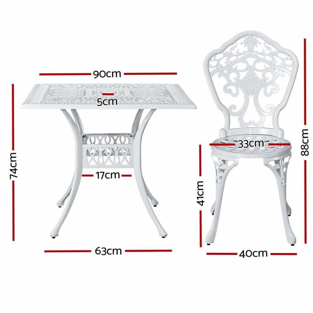 Gardeon Cast Aluminium Outdoor Dining Table And Chairs - White