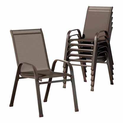 Gardeon 6PC Stackable Outdoor Dining Chairs - Brown