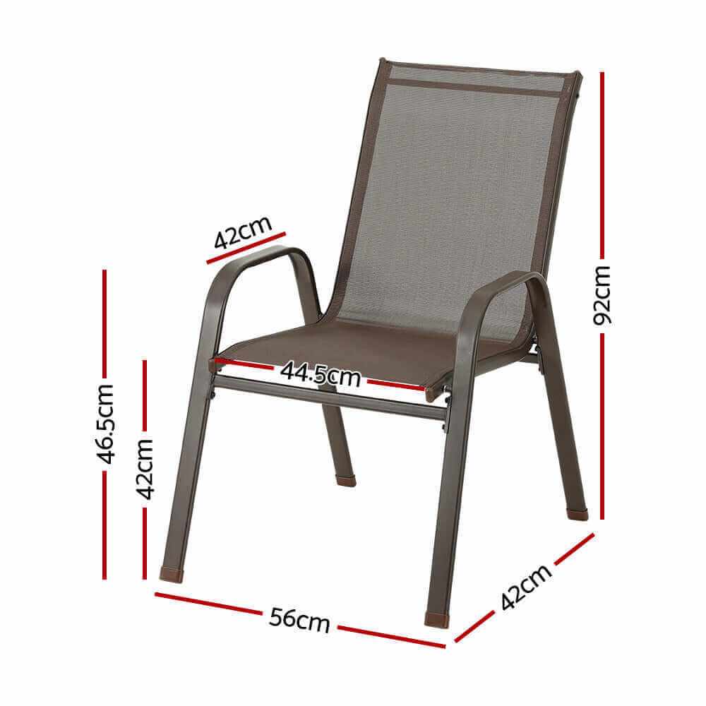 Gardeon 6PC Stackable Outdoor Dining Chairs - Brown