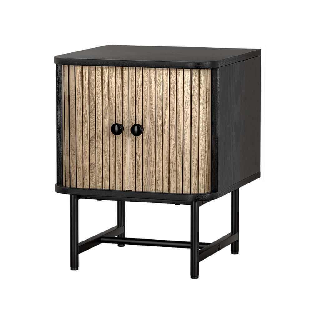 BORIS Bedside Table Storage Nightstand Black