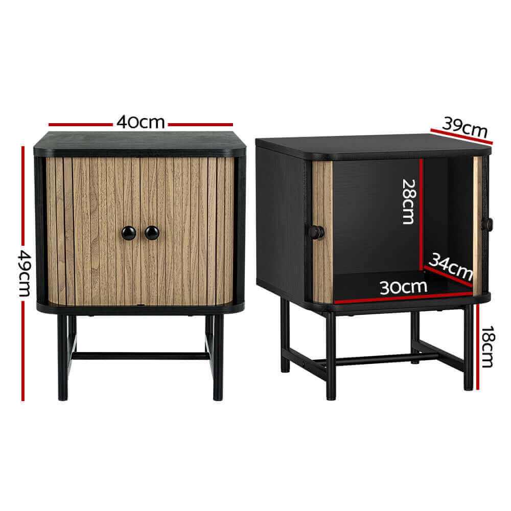 BORIS Bedside Table Storage Nightstand Black