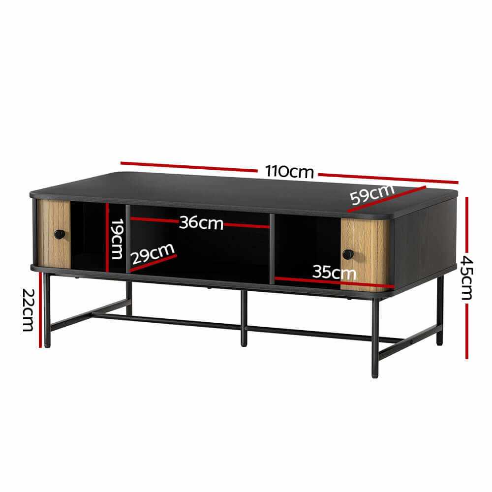 Boris Sliding Drawer Door Coffee Table Black