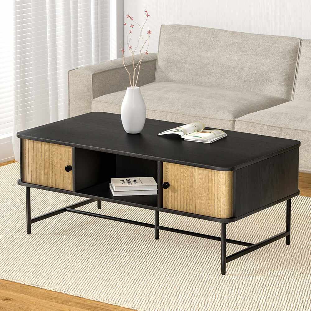 Boris Sliding Drawer Door Coffee Table Black
