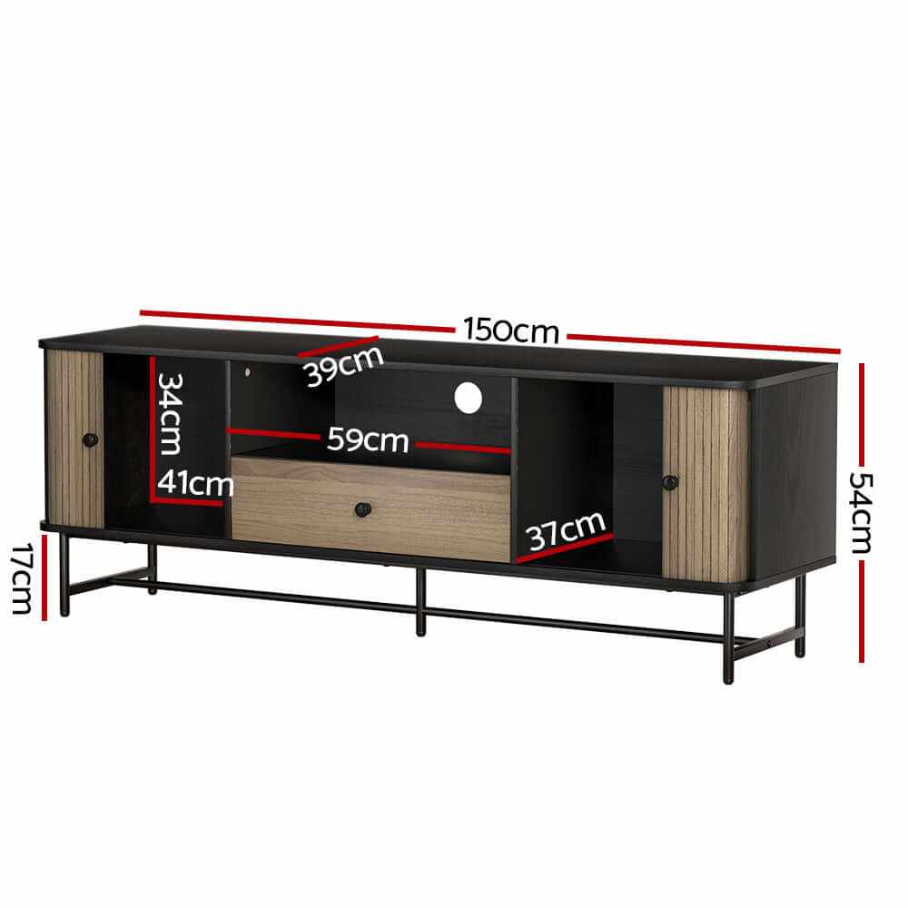 Boris Black Entertainment Unit TV Cabinet 150CM