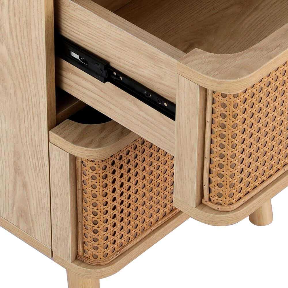 NORA Rattan Oak Bedside Table Nightstand