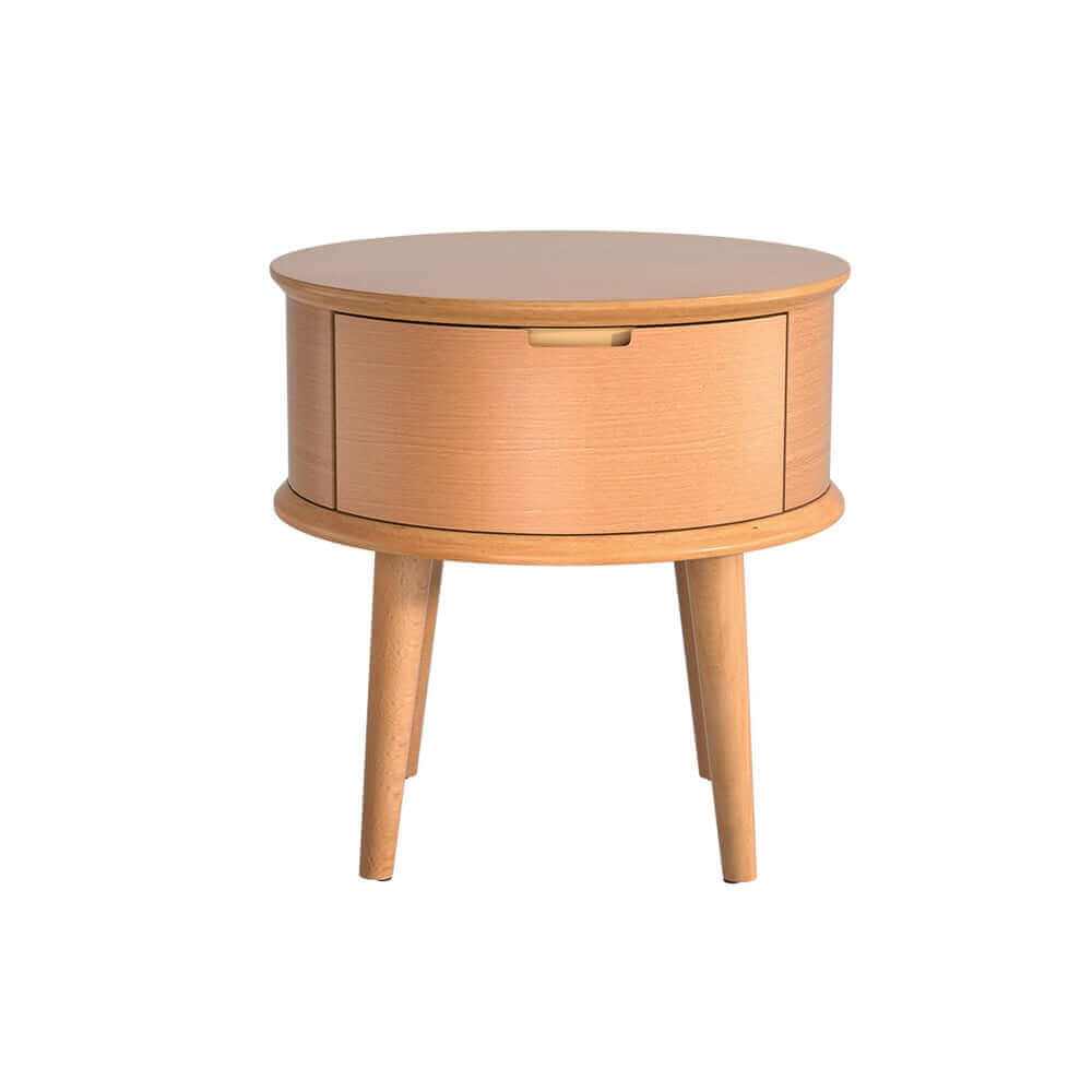 ENZO Bedside Table Drawers Curved Side End Table Oak