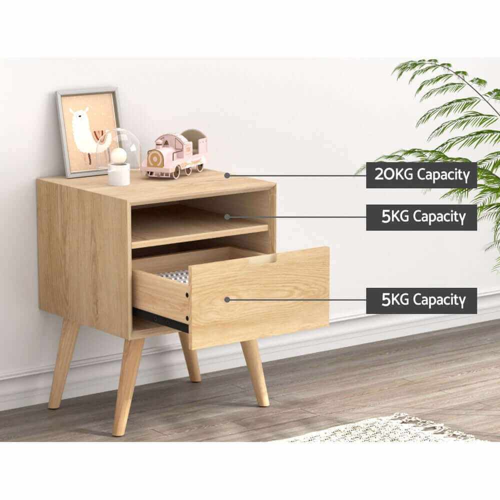 Artiss Bedside Table Drawers Storage Cabinet - GORR