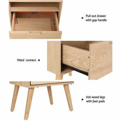 Artiss Bedside Table Drawers Storage Cabinet - GORR