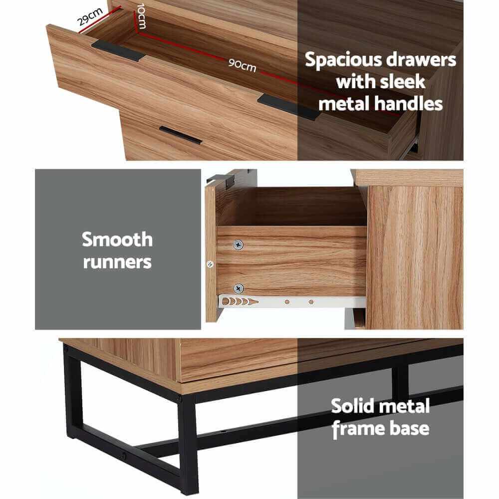 NOCHE Chest of 4 Drawer Tallboy Storage - Rust Oak