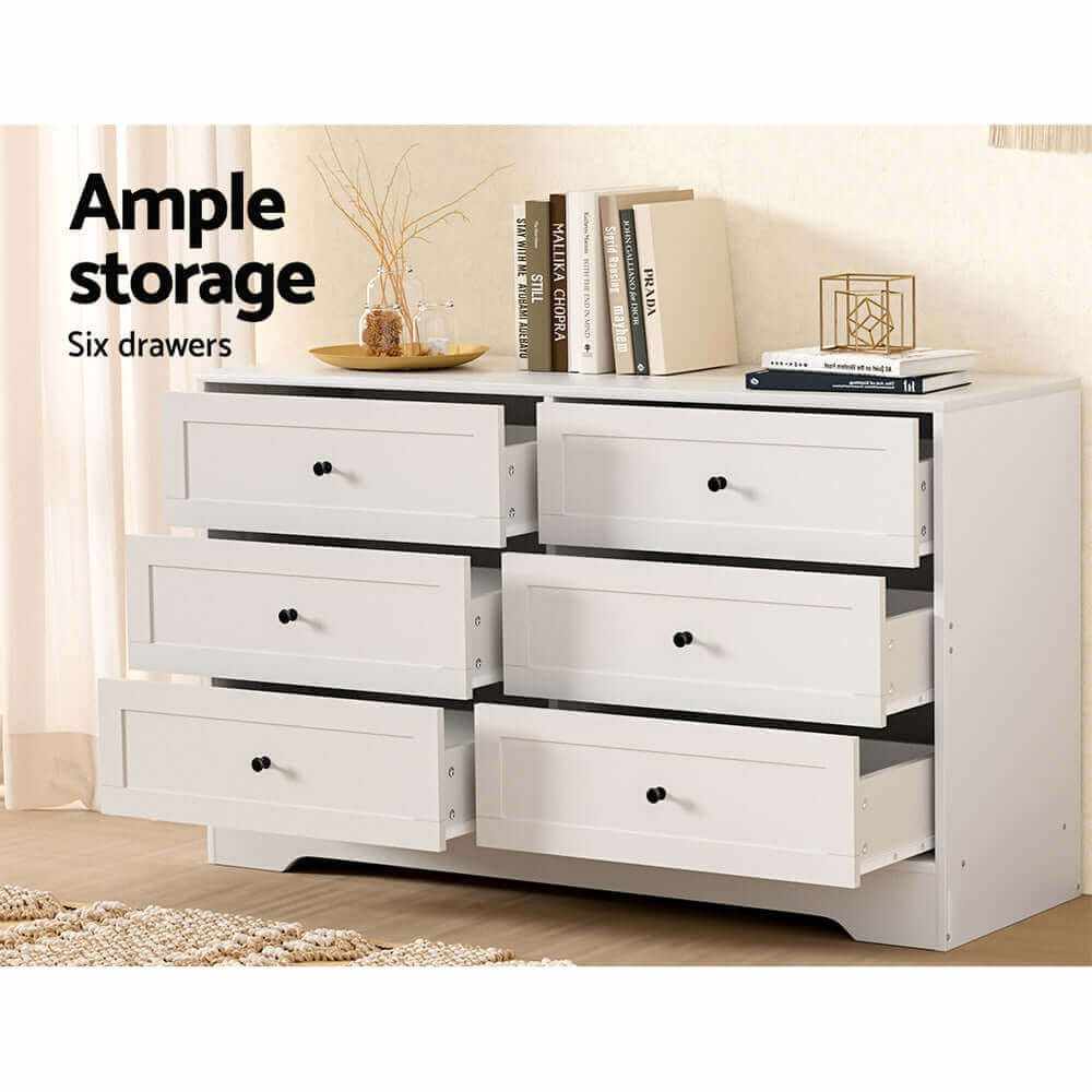 white 6 drawer chest