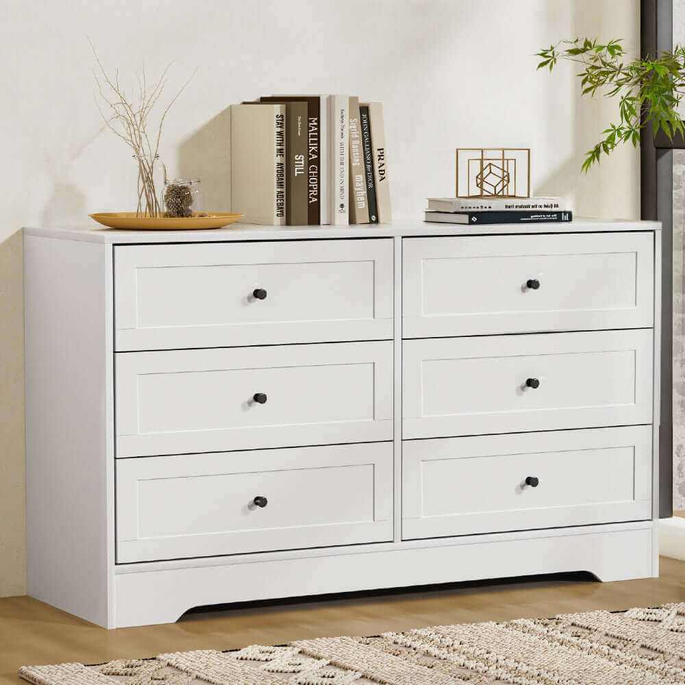 white 6 drawer chest