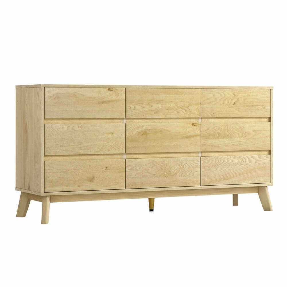XAVI 9 Drawer Chest of Drawers Cabinet - Pine