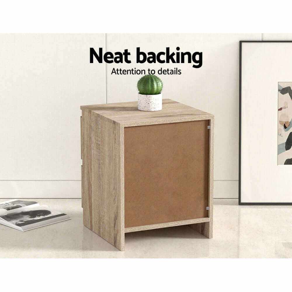 PEPE Bedside Table 2 Drawers Cabinet - Oak