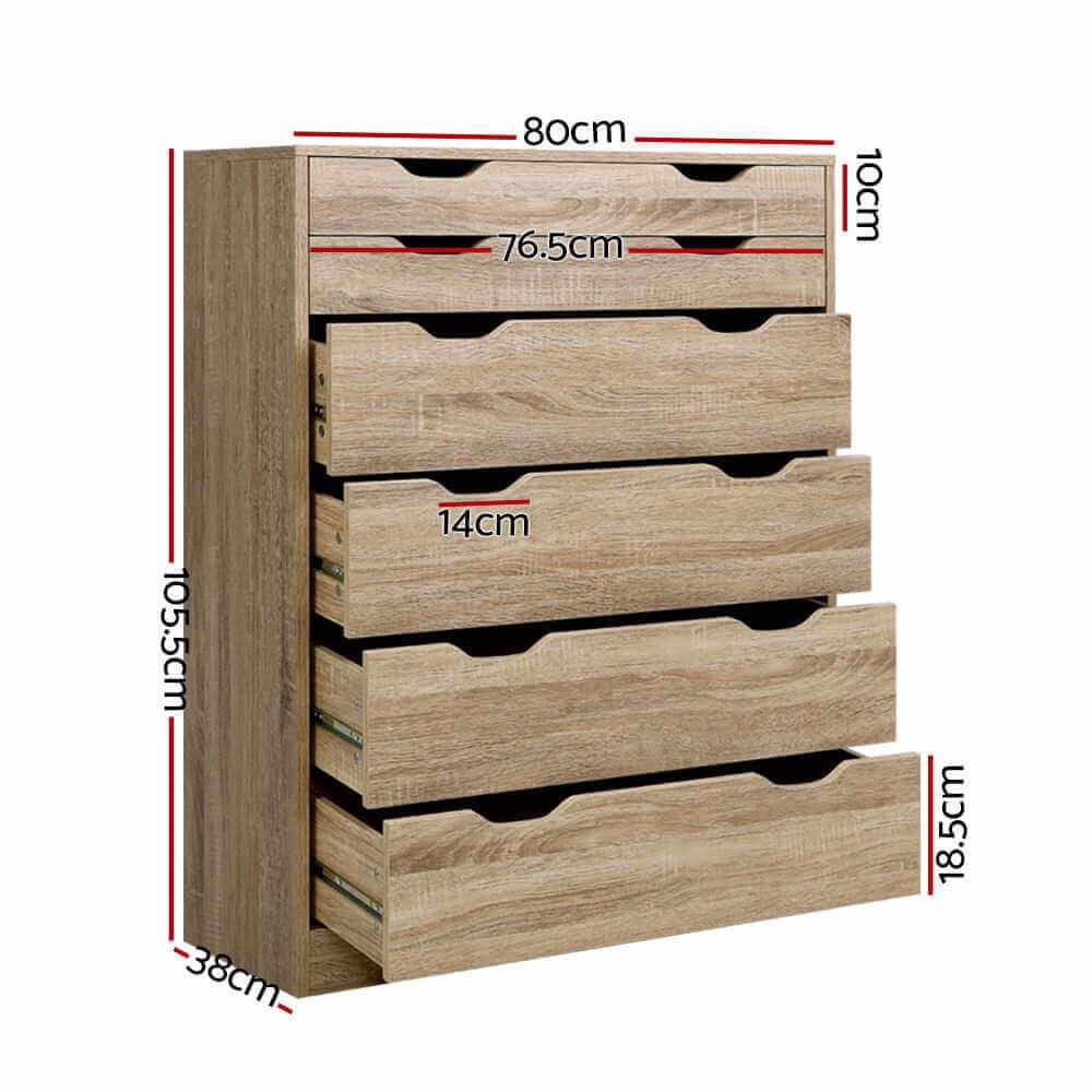 Artiss Modern 6 Chest of Drawers - MYLA Oak