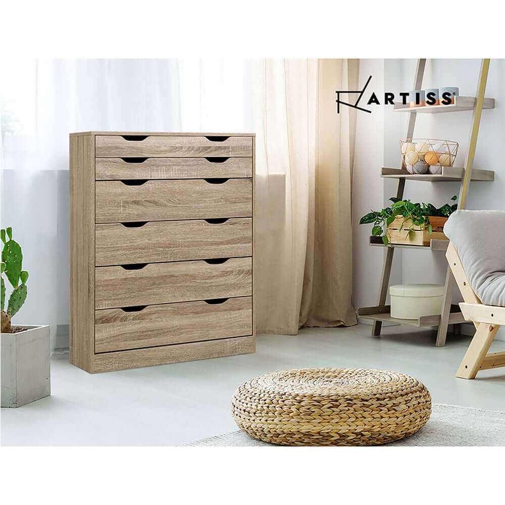 Artiss Modern 6 Chest of Drawers - MYLA Oak