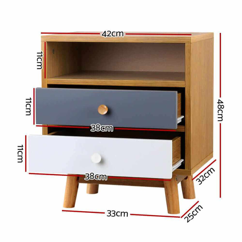 Bedside Table 2 Drawers with shelf