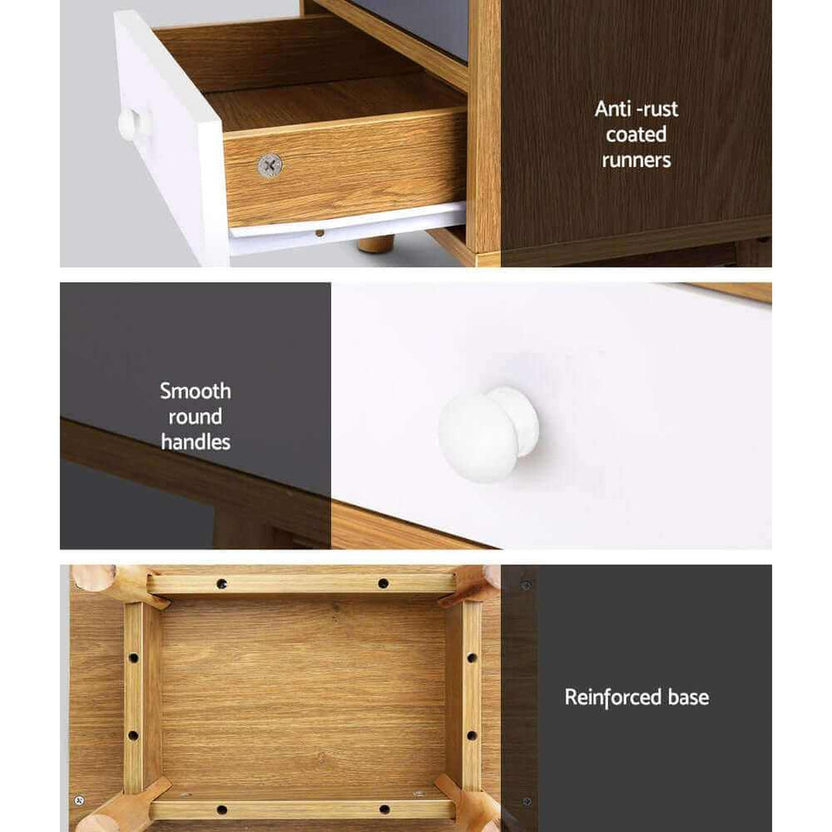 Bedside Table 2 Drawers with shelf