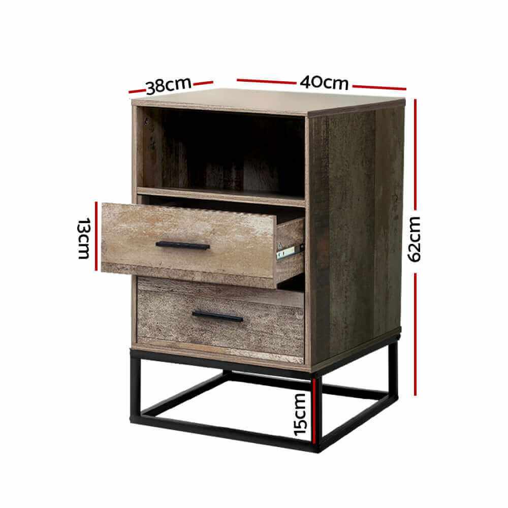 Artiss Modern Bedside Table 2 Drawers - BADAN