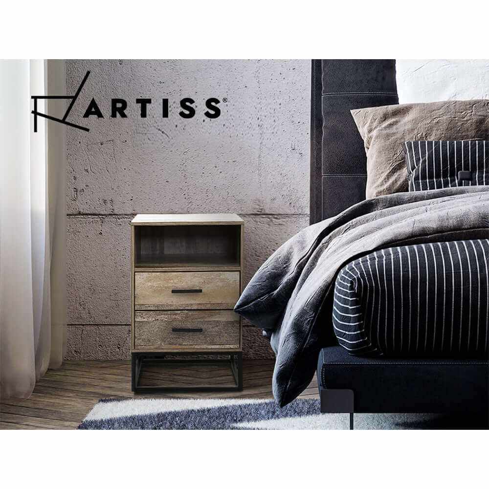 Artiss Modern Bedside Table 2 Drawers - BADAN