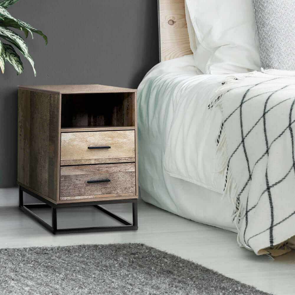 Artiss Modern Bedside Table 2 Drawers - BADAN