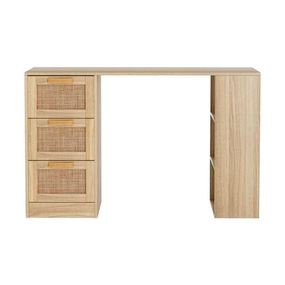 Artiss Computer Desk Drawer Shelf Home Office Study Table Rattan Oak 1