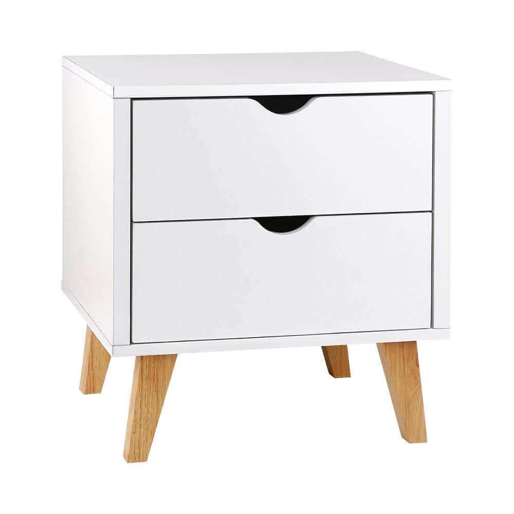ANDERS Bedside Table 2 Drawers White