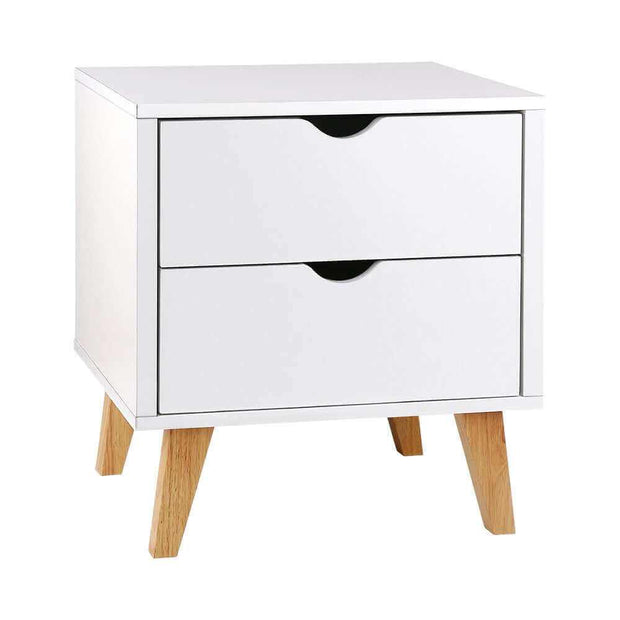 Bedside Table 2 Drawers White