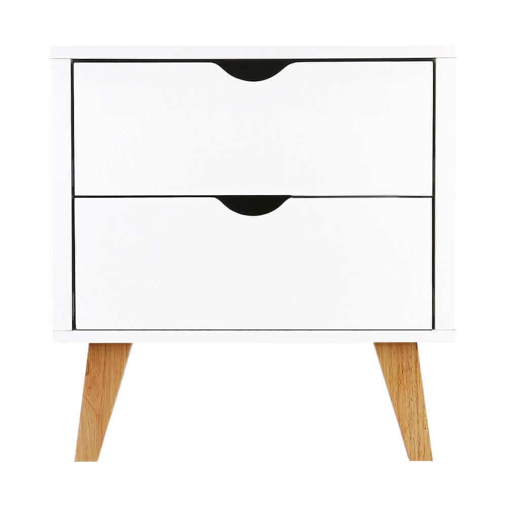 Bedside Table 2 Drawers White