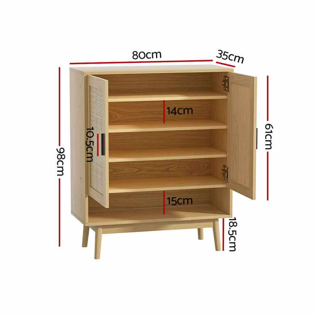 Briony Shoe Rack Cabinet Rattan 5-tier 20 Pairs